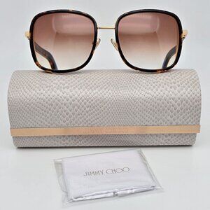 Jimmy Choo Elva/S J7G/JD Tortoise Gold Sunglasses FRAME ONLY w/ Case Italy 54mm